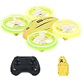 Mini Drone for Kids, Colorful LED RC Drone Quadcopter for Beginners with Headless Mode, 360 Flips, Altitude Hold, 3 Speeds Mode,Full Propeller Protect,Toys Gifts for Boys Girls,Yellow