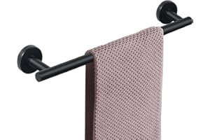 NearMoon Bath Towel Bar, Thicken Stainless Steel Shower Towel Rack Holder Wall Mounted for Bathroom,18-lnch Overall Length-16-lnch Usable Hanging Space (1 Pack, Matte Black)