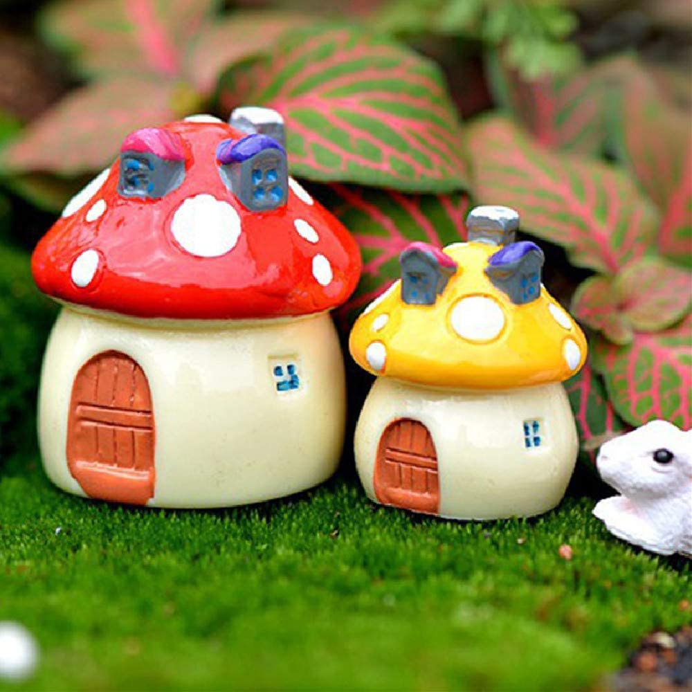 My Fairy Garden Kits for Outdoor Accessories - Wood Mushroom Decor, Micro Landscape Mini Ornaments, Cute Model for Plant Pots, Bonsai Decor, Wild Garden Supplies