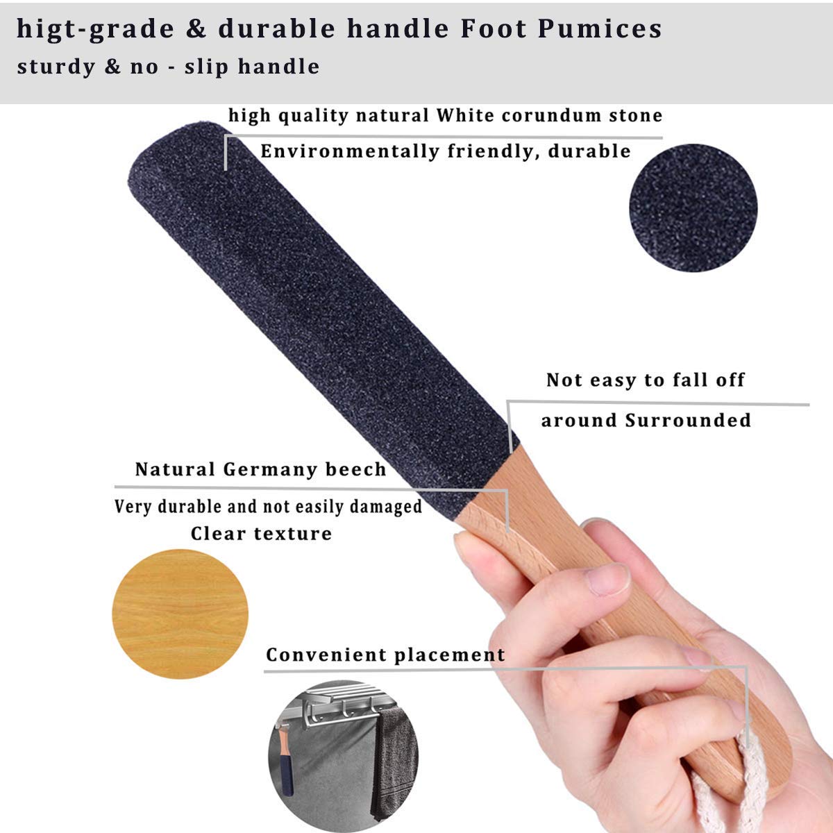 Vridale Pumice Stones for Feet Lava Pumice Stone Foot File Callus Removal Foot Scrubber for Hands Care Foot Exfoliation Dead Skin Remover with Handle: Beauty