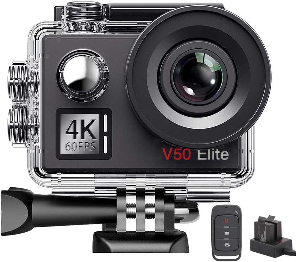 Amazon Com Akaso V50 Elite 4k 60fps mp Wifi Action Camera Voice Control Electronic Image Stabilization 40m Waterproof Camera Adjustable View Angle Remote Control Sports Camera With Helmet Accessories Kit Electronics