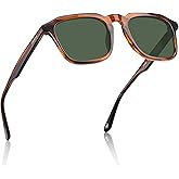 CARFIA Retro Sunglasses for Men Polarized UV400 Protection, Hand-crafted Acetate, 60s Style Square Cool Sun Glasses