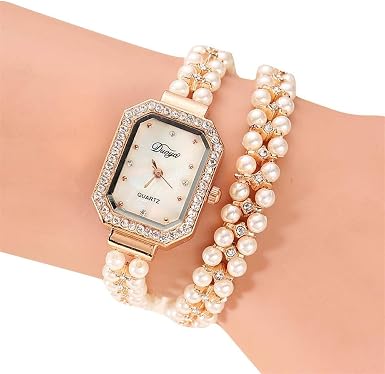 Amazon.com: Relojes para mujer, Quealent Mujeres oro perla joyería acero pulsera  reloj de pulsera mujer mujer mujer cristal casual moda reloj de cuarzo,  talla única: Clothing
