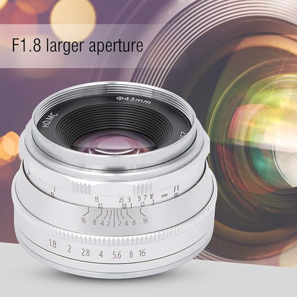 Sxhlseller 25mm Camera Lens Multi LayerF1 8 Coating Mirrorless EF MEOSM Mount Aperture Camera Lens for M2M3M5M6M10M100M50Silver