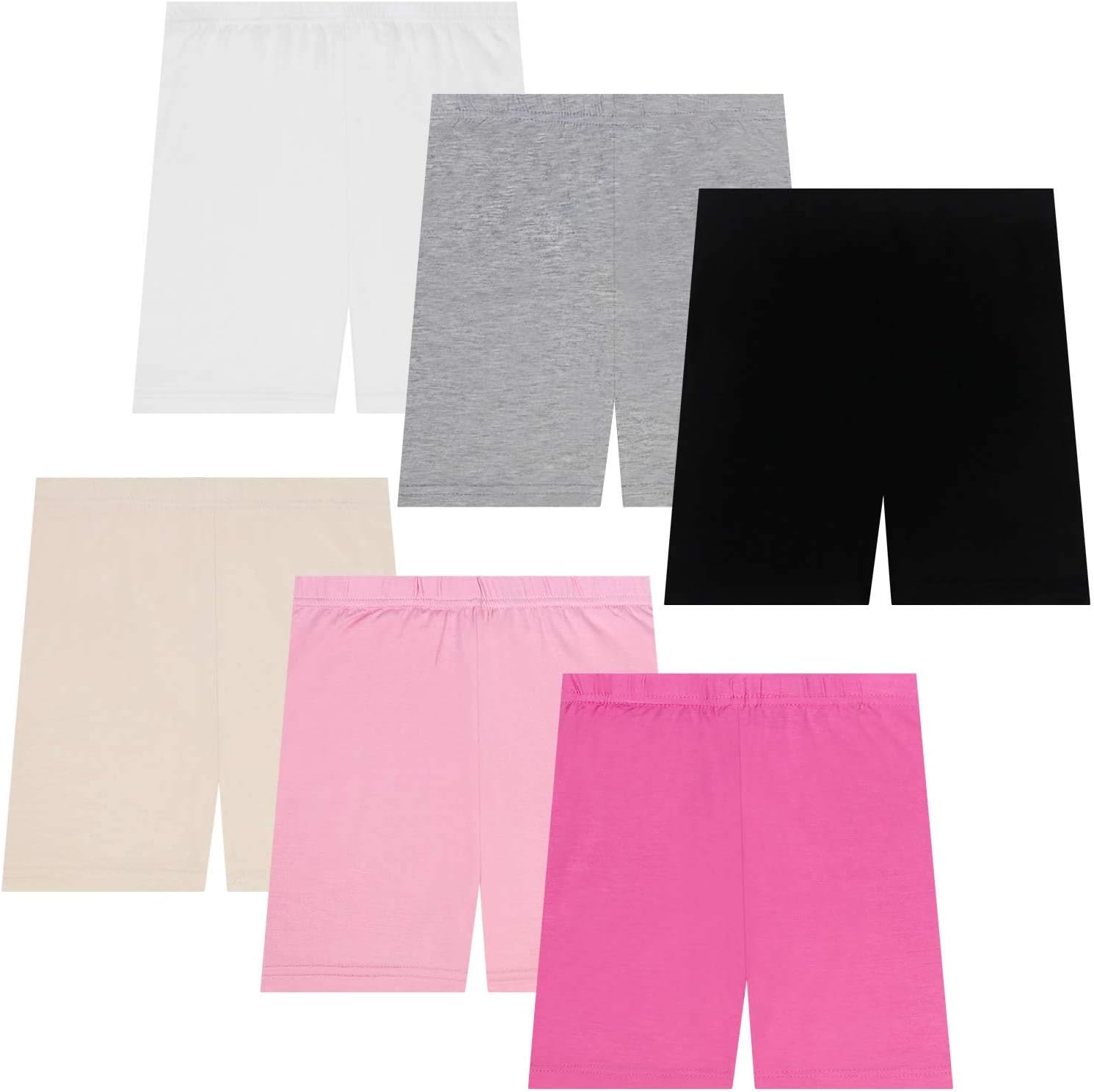 Girls Dance Bike Shorts 6 Pack Kids Under Skirt Shorts for Sports 2-10 Y