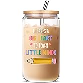 JOSTTER Teacher Gifts for Women, Teacher Appreciation Birthday Christmas Thank You Gifts, Back to School Teaching Glass Cup