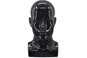 MIAOMANZI PVC Mannequin Head Black Male Manikin Dummy Stand Model Display Hat Scarf Wigs Hair Glasses Hat Beauty Styling Tool (black)