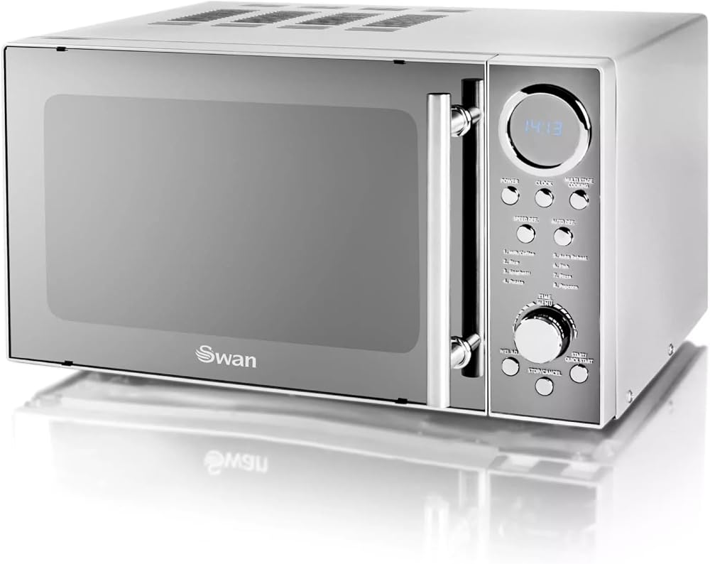 Swan 800W Solo Microwave 20L Silver 10 Power Levels SM3080LN