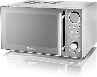 Swan 800W Solo Microwave 20L Silver 10 Power Levels SM3080LN