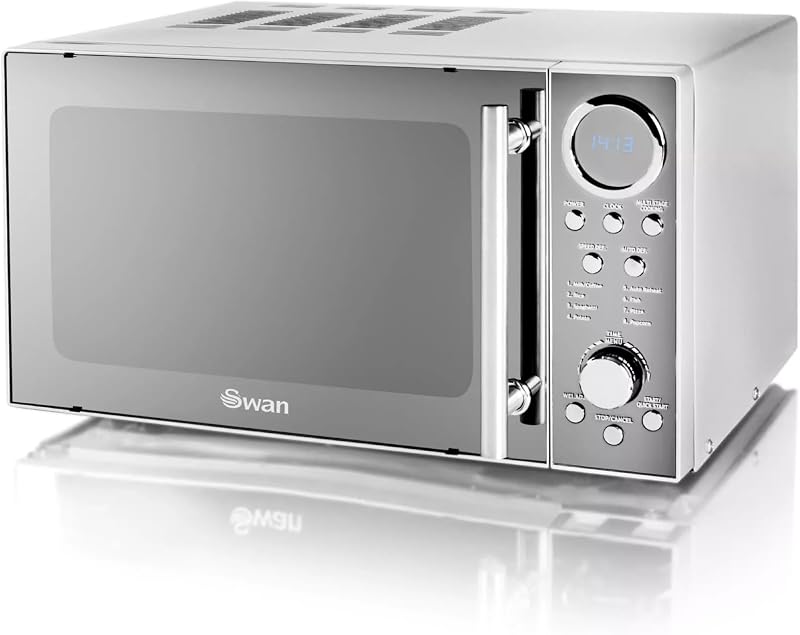 Swan 800W Solo Microwave 20L Silver 10 Power Levels SM3080LN