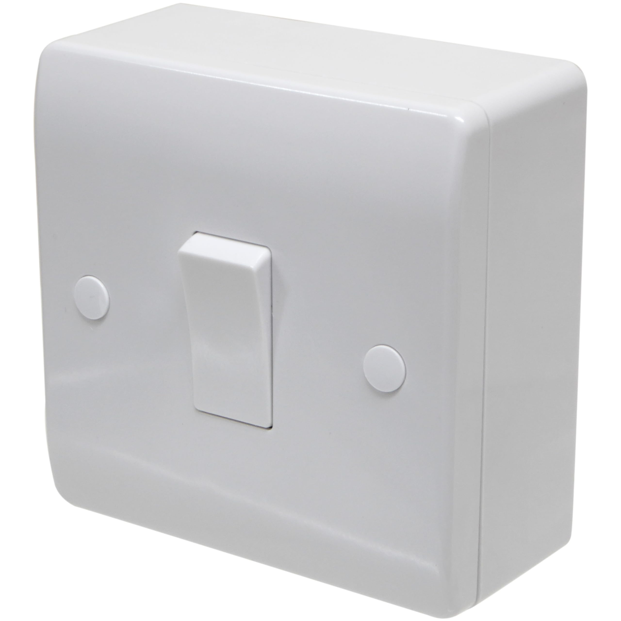 1 Gang 2-Way Light Switch with 25mm Pattress Surface Box - Rounded Edge