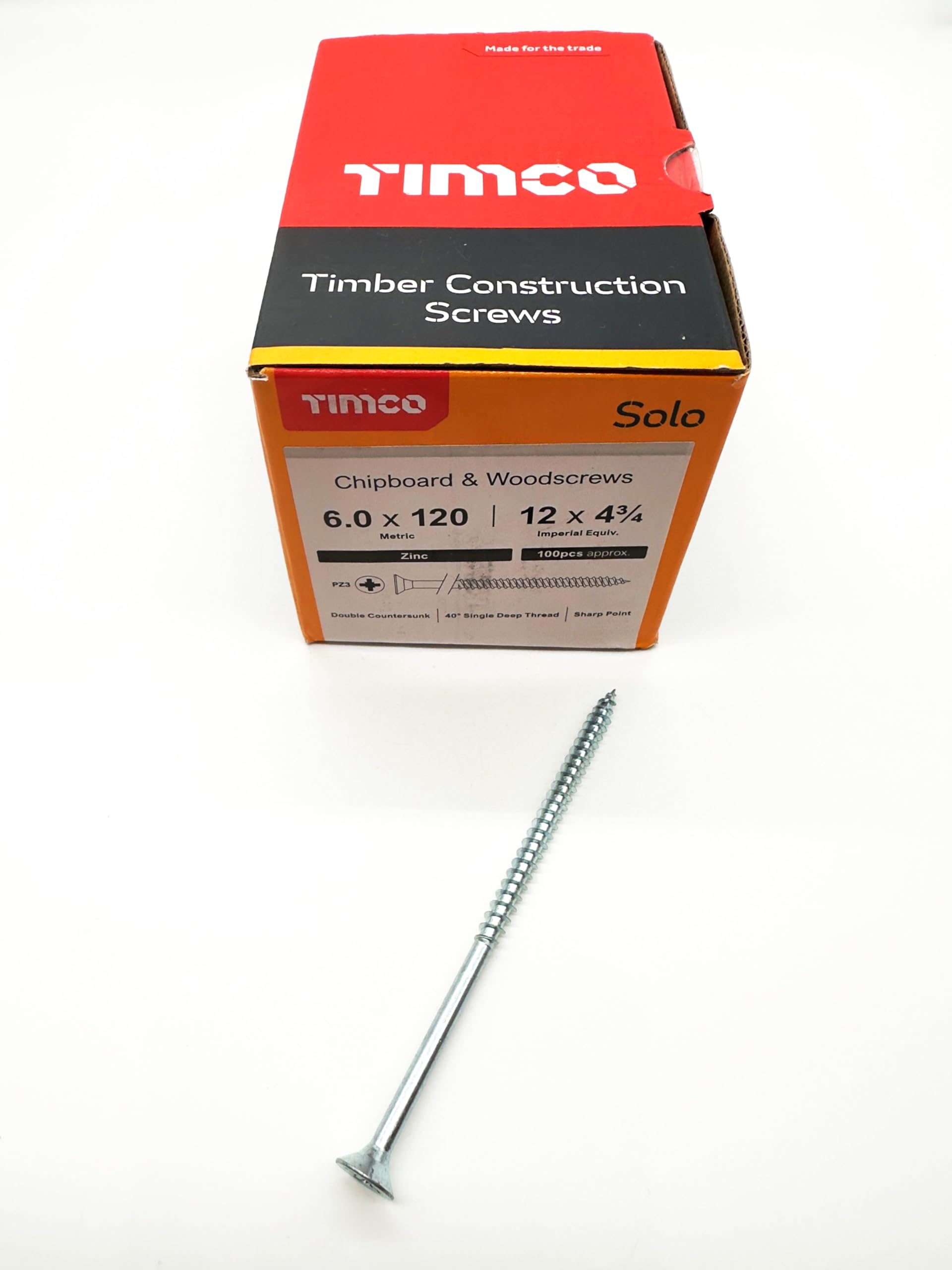 100 Pcs Silver Wood Screws Double Countersunk General Purpose Long Timber Screws (6mm x 120mm)