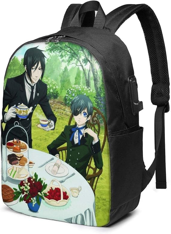 Black Butler Novel Large Capacity Backpack USB Backpack Amazon.co.uk