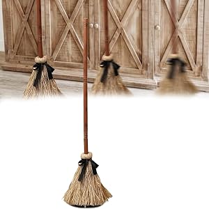 43.5Inch Talll Touch Activation Witch Broom Moving Witch Broom Stick for Halloween Decoration Front Yard Porch Stick