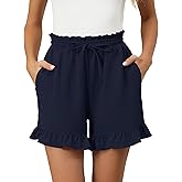 IECCP Women's Shorts 2026 Summer Casual Cute Comfy Elastic Waist Pleated Short with Pockets