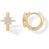 PAVOI 14K Gold Plated 925 Sterling Silver Posts Small Huggie Hoop Earrings for Women - Trendy Celestial North Star, Butterfly, Heart Hoop Earrings - Cubic Zirconia Cute Gold Motif Jewelry - Valentines Day Trendy Jewelry