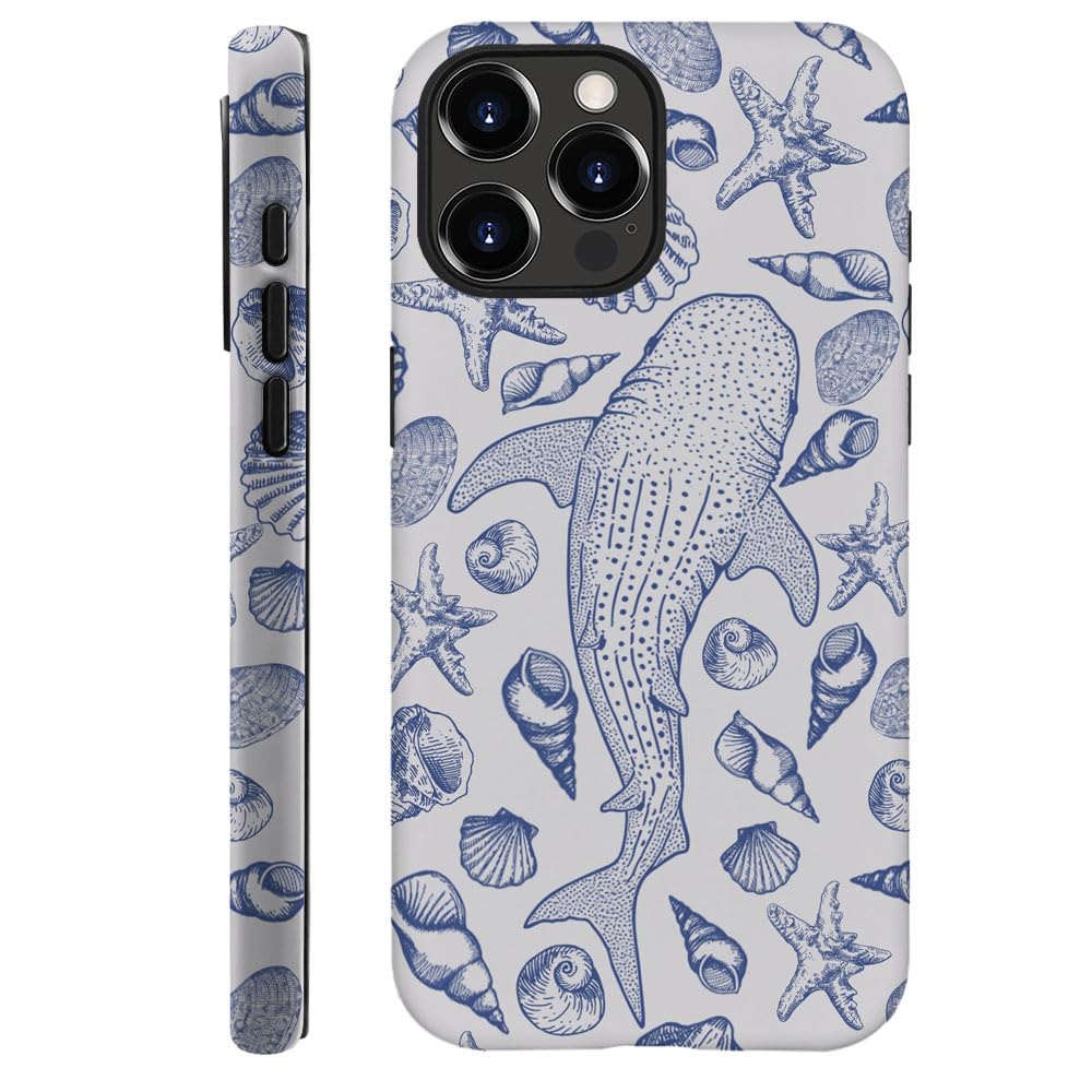 DAIZAG Case Compatible with iPhone 11 Pro Max,Fit Shockproof Cover for Women Girls,Blue Seashell Whale Shark Ocean