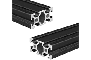 Coavoo 2040 Aluminum Extrusion 15.75 inch / 400mm Length T Slot Black 2 Pack, Extruded Aluminum 20mm x 40mm 20 Series T Type Profiles Anodized European Standard Linear Rail Frame 2Pcs