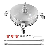 janz 14" Pressure Washer Surface Cleaner with 4 Wheels, Stainless Steel Housing, 1/4" Quick Plug, 2 Extension Wands, 2 Replacement Nozzles and 3 Spray Nozzles, 4000 PSI