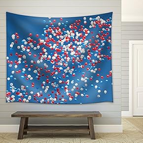 Colorful Balloons on The Blue Sky Background - Fabric Wall Tapestry Home Decor - 51x60 inches
