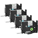 GREENCYCLE 4 Pack TZe-111 6mm Black on Clear Label Tape Compatible for Brother Ptouch TZe111 TZ-111 6mm 0.23 Laminated Clear Tape for Ptouch PT-D210 D220 H110 H100 D400 D600 Label Maker