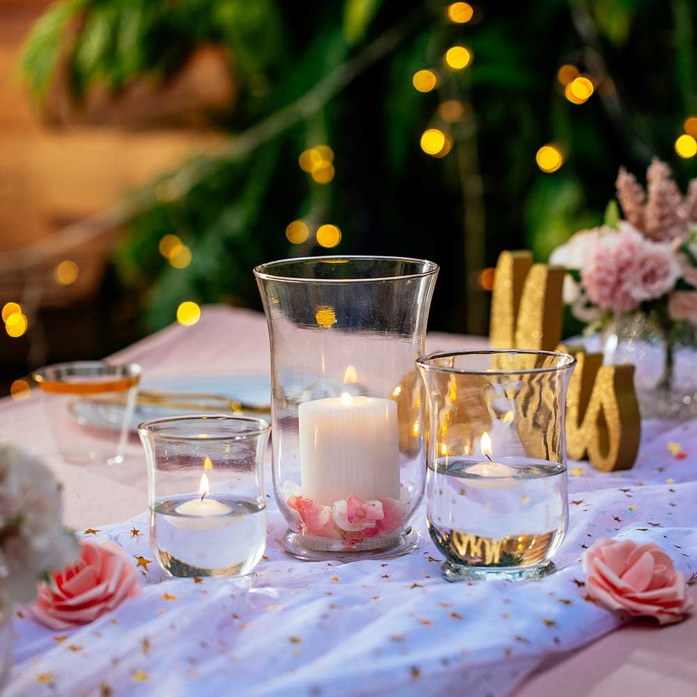 Glass Candle Holder 1 Set(3Pcs) Hurricane Candleholder Multiple Uses for Pillar Votive Tealight Floating Candle, Flower Vase, Terrarium Planter – Perfect as a Wedding Centerpieces Home Decoration: Kitchen & Dining