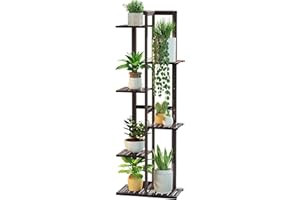 DolceLuna Plant Stand Indoor 6 Tier, Bamboo Plant Shelf Corner Display Rack, 46 Inch Tall Multiple Planter Pot Holder, Space-Saving Flower Stand for Living Room Balcony Garden Patio