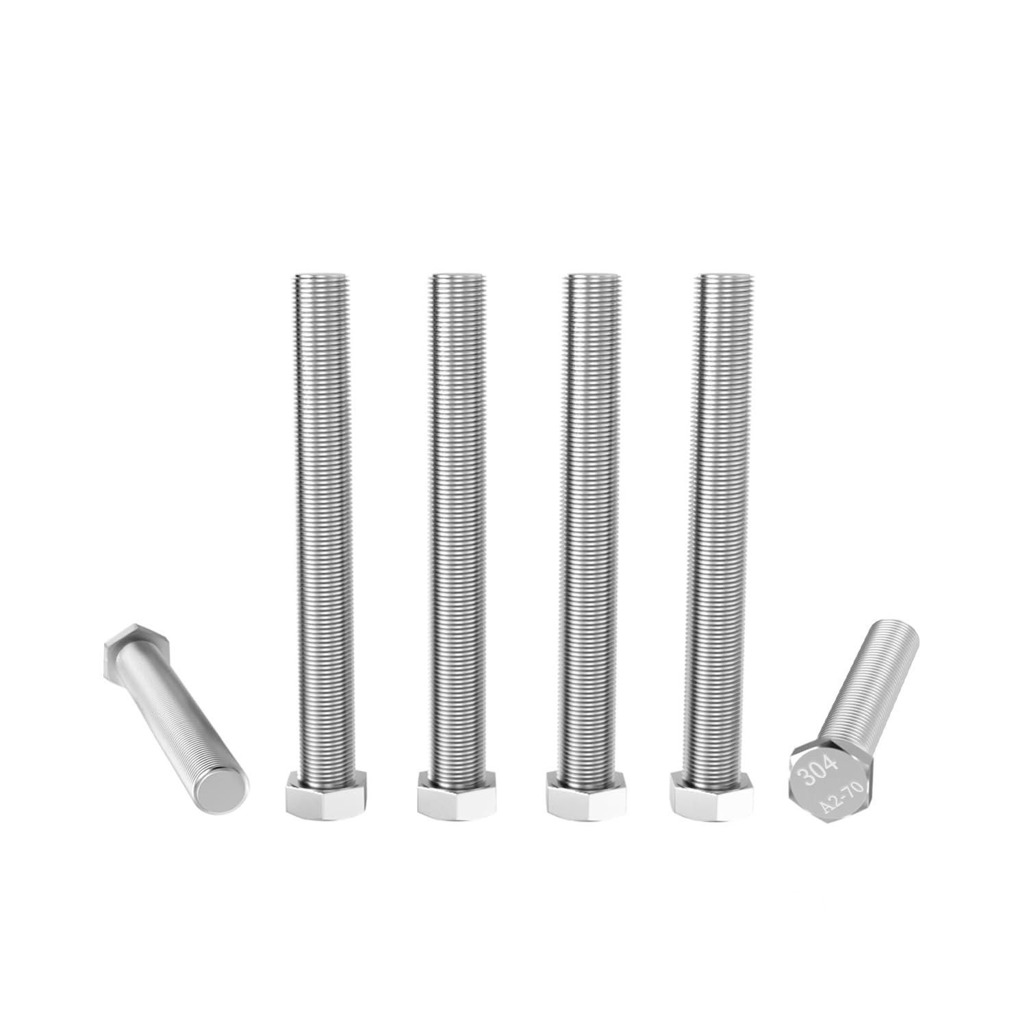 Aopin 6pcs SUS304 Stainless Steel M8 x 100mm Hex Head Bolts Screws Grade 8.8 Stainless Steel, Fasteners Fully Machine Threaded