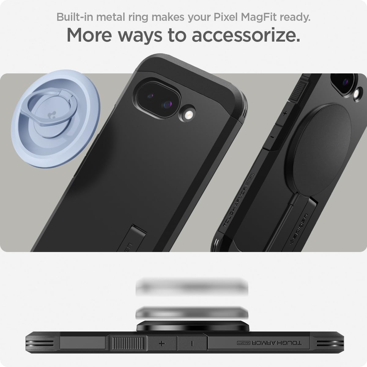 Spigen Pixel 9a Case Tough Armor (Ai) MagFit Compatible w/ MagSafe | Black
