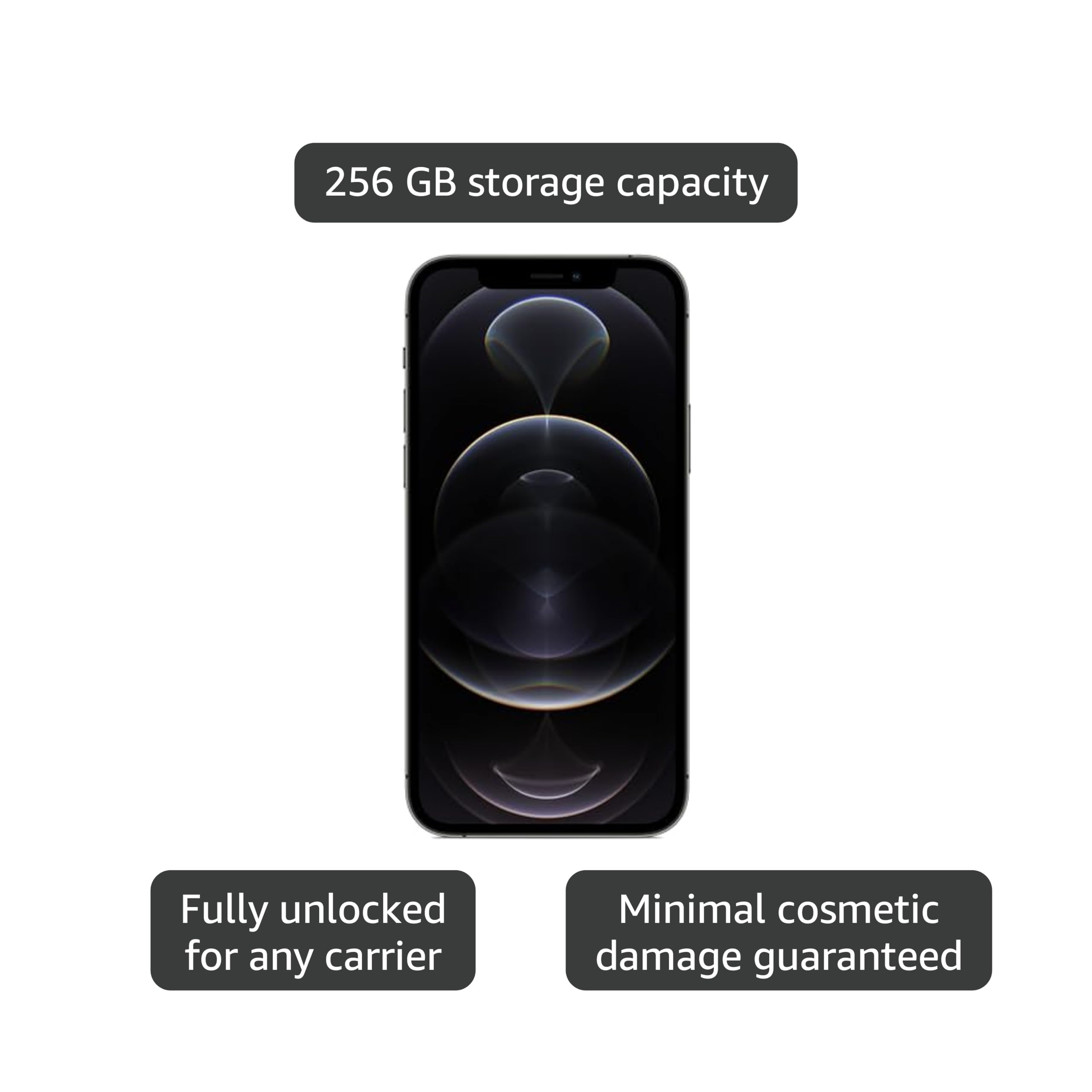 Apple iPhone 12 Pro Max 5G, US Version, 256GB, Graphite - Unlocked (Renewed)