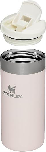 STANLEY Aerolight Transit 0.35L Travel Mug Rose Quartz 4h Hot 6h Cold view 8