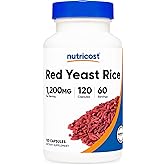 Nutricost Red Yeast Rice 1200mg, 120 Capsules - 60 Serv, Veggie Caps, Non-GMO, Gluten Free