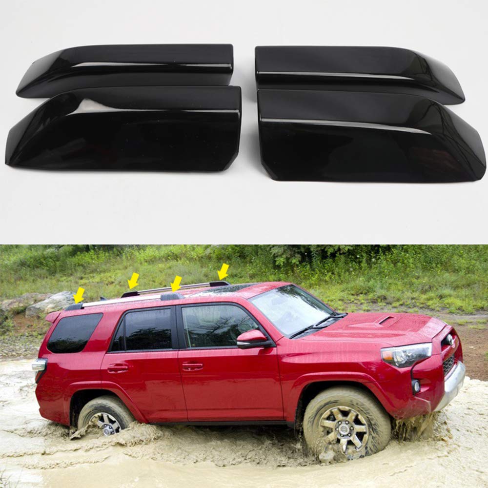 Photo 1 of ITrims Car Roof Rack Rail End Cover Shell Cap Trim for Toyota 4Runner 4WD N280 TRD Pro 2010-2022 2018 2019 Black 4PCS