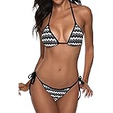 Suvimuga Women String Bikini Set Two Piece Triangle Swimsuits Halter Cheeky Boho Side Tie Bathing Suits