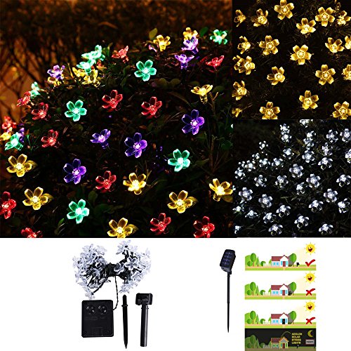 On Sale 21ft 50 LEDs Plum Blossom Lights String Solar Powered, 8 Lighting Modes Fairy Lights, Gift Ideas Christmsa Decor for Outdoor, Home, Lawn, Wedding, Patio, Party and Holiday