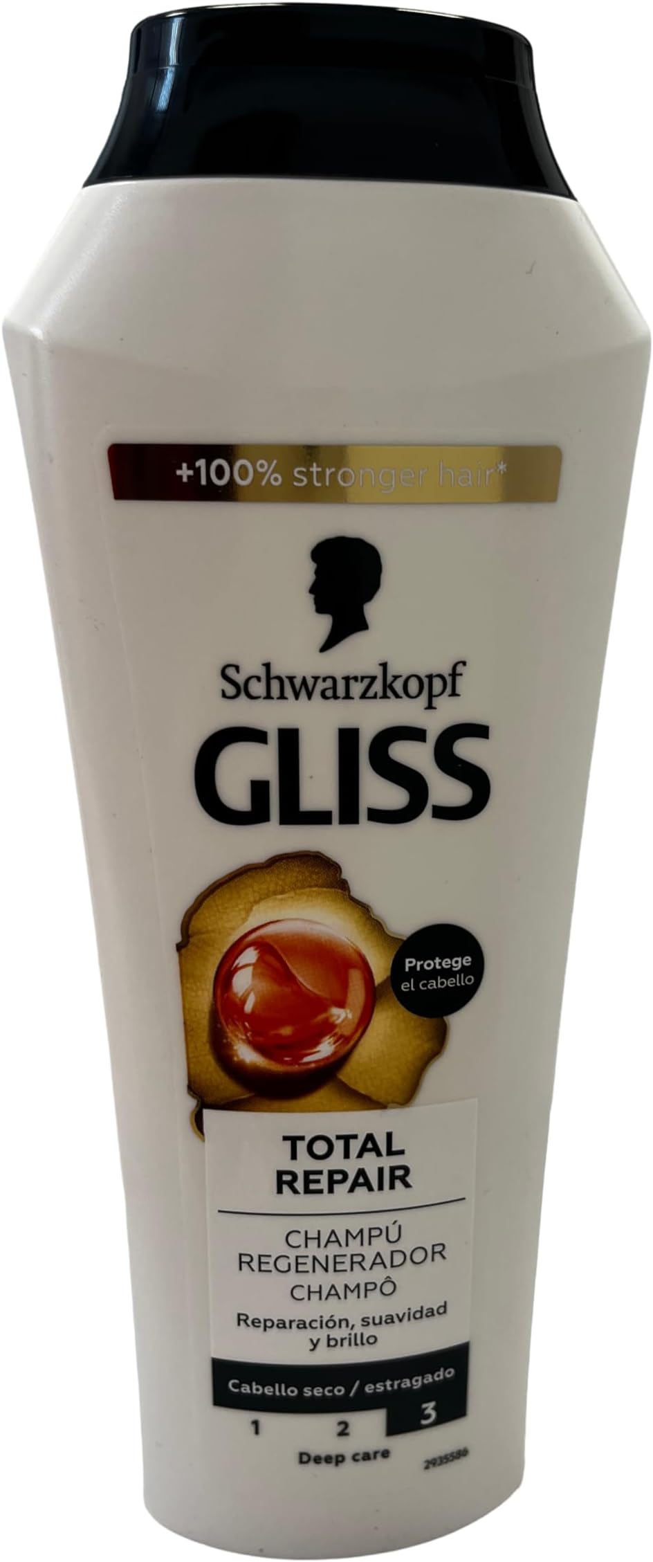 Schwarzkopf Gliss Total Repair Shampoo 250ml Pack of 3 Repairing Hair Care