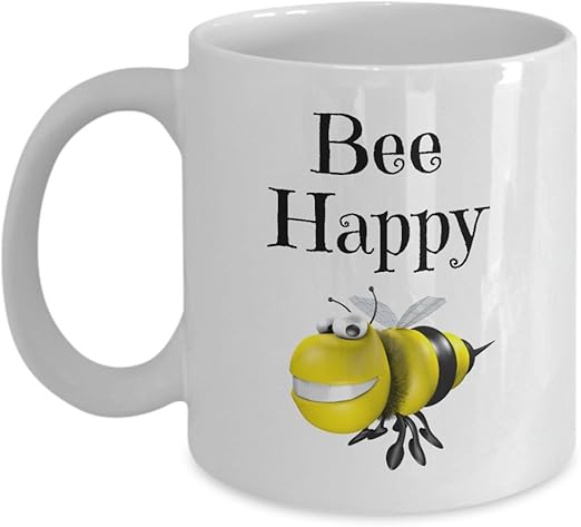 Amazon Com Bee Mug 11oz Bee Happy Great Birthday Anniversary