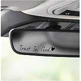 JNXIJ 4 PCS Trust in God Rearview Mirror Sticker, Christian Car Stickers Self Affirmations Reminder Decal, Waterproof Cute Religious Vanity Mirror Decorative Decals for Women Men (Black)