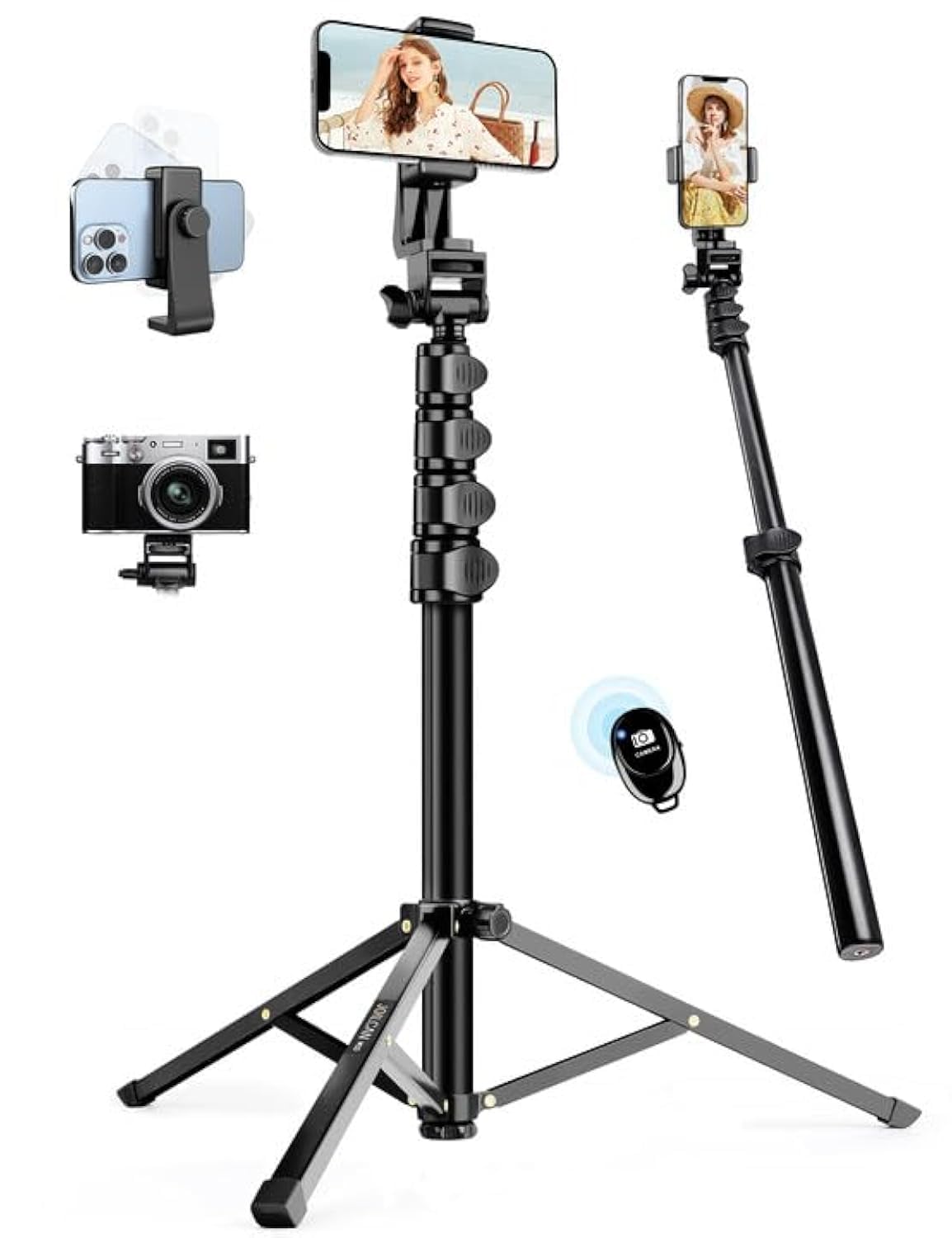 JOILCAN Phone Tripod Stand 70"/177.8cm, Selfie Stick Tripod for iPhone 17/16/15 with Remote Control, Lightweight Portable Camera Tripods for Outdoor, Compact Travel Tripods for Youtube/Vlogging