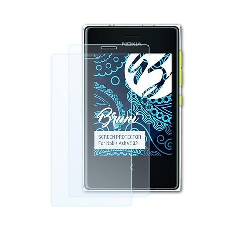 Bruni Schutzfolie für Nokia Asha 503 Folie, glasklare Displayschutzfolie (2X)