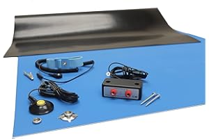 SCIENTIFIC AMERICAS ESD Mat Kit - Anti-Static Table Mat - Heat Resistant Soldering Mat - with a Wrist Strap, Grounding Cable, and Dual Bench Grounding (36" x 72" (3' x 6'), Blue)