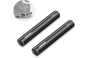 NEEWER 15mm Rod (4"/10cm Long, 2 Pack), Aluminum Alloy Extendable 15mm Extension Rods for 15mm LWS Rod Rail System Shoulder R