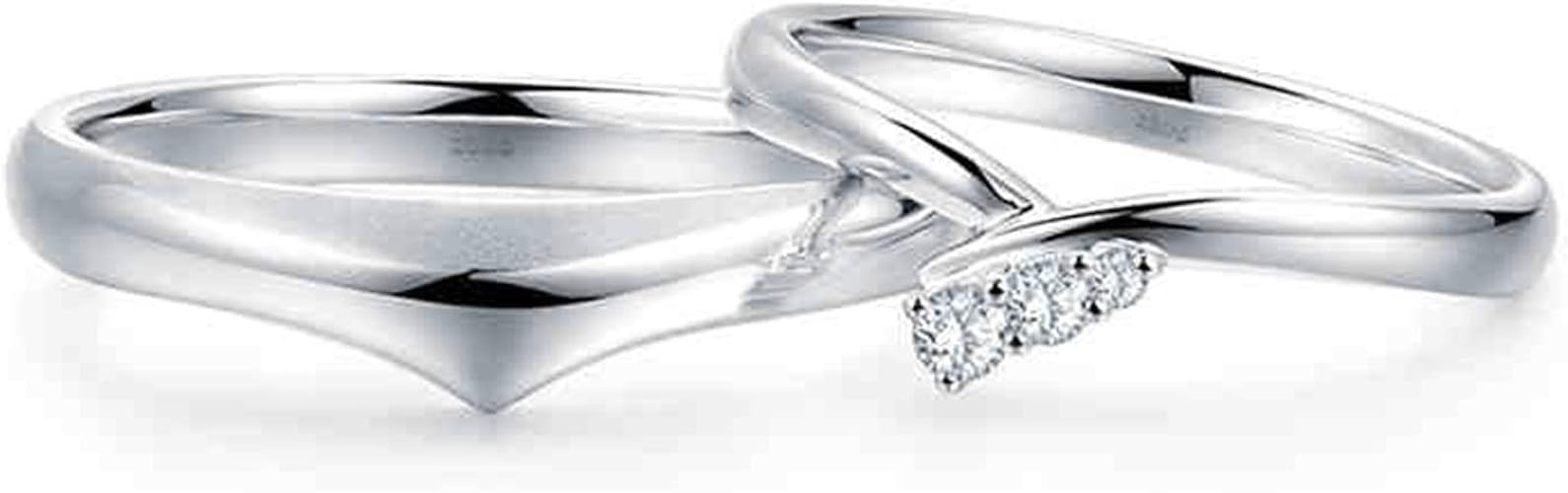 Amazon Com 3pc Two Rings His And Hers Couple Rings Bridal Sets His Hers Women White Gold Filled Heart Cz Man Tungsten Carbide Wedding Ring Band Set Jewelry