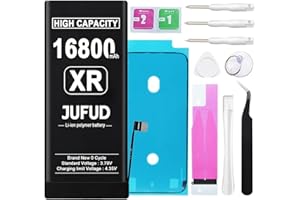 JUFUD 16800mAh Replacement Battery for iPhone XR, High-Capacity 0 Cycle Li-Polymer Battery - Compatible with Models A1984 A2105 A2106 A2108 Includes Full Repair Kit