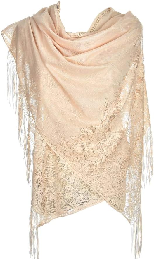 Women's Lace Scarf Lightweight Shawl Large Wrap Soft Evening Coverup