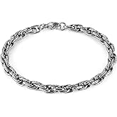 HZMAN Cable Chain Bracelets for Men Stainless Steel Men's Bracelet Twisted Link Chain Bracelet Jewelry Gift