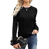 Esobo Women's Classic-fit Lightweight Cable Long Sleeve Mockneck Loose Casual Sweater Jumpers