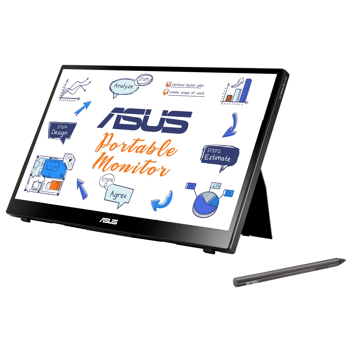 ASUS ZenScreen Ink Monitor da Gaming Portatile Touch 14” 1080P FHD (MB16AMT) – Monitor da Viaggio IPS USB-C e HDMI, Touch Screen a 10 Punti, Cavalletto integrato, Monitor Esterno per Laptop e Telefono