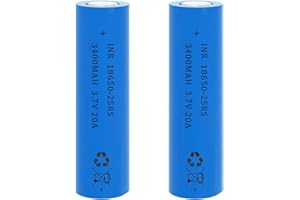 AFSONGOO 18650 Battery for 2 Pack 3.7 Volt 18650 Rechargeable 3400mAh Flat Top Battery for Headlamp,LED Flashlight,Mini Fans etc