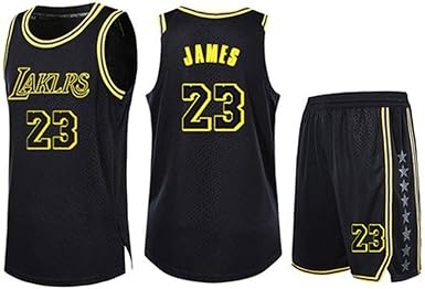 Mens Basketball Jersey Los Angeles Lakers 23 Lebron James White Black Yellow Championship Limited Edition Tank Top And Shorts Set Comfy Elastic Neck 4 L Amazon Co Uk Clothing